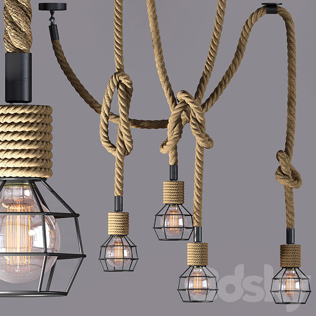 3d models: Ceiling light - Rope Suspension Lamp