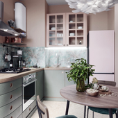 Kitchen in Pistachio & Beige pastel tones