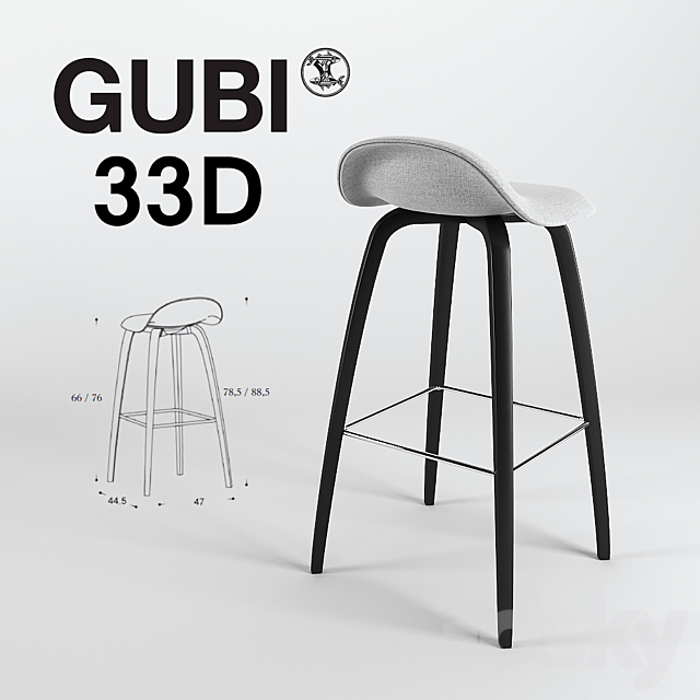 Gubi 33d Fully Upholstered Hallingdal, Gubi 3d Bar Stool Fully Upholstered