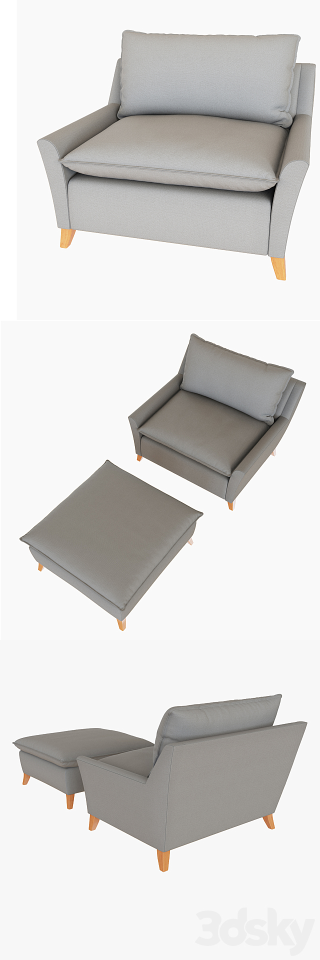 3d Models Arm Chair West Elm Bliss Down Filled Chair And A Half