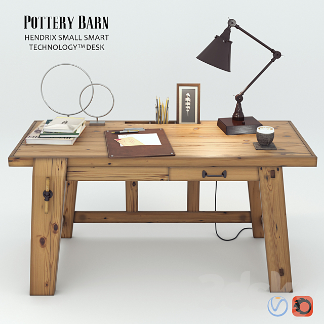 3d Models Table Pottery Barn Hendrix Small Smart Technology Desk