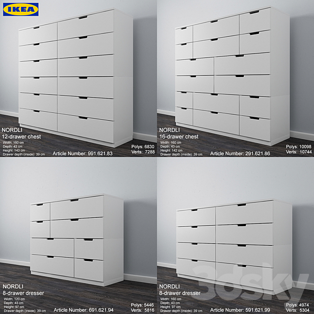 Chest Of Drawer 3d Models 3dsky, Ikea Nordli Dresser Assembly Instructions