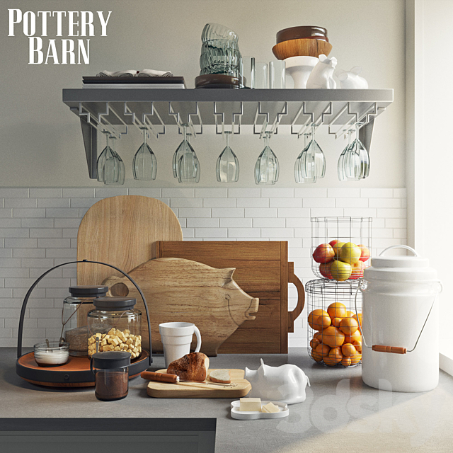 Cuisine Board Shelf With Hooks Kitchen Accessories Pottery Barn