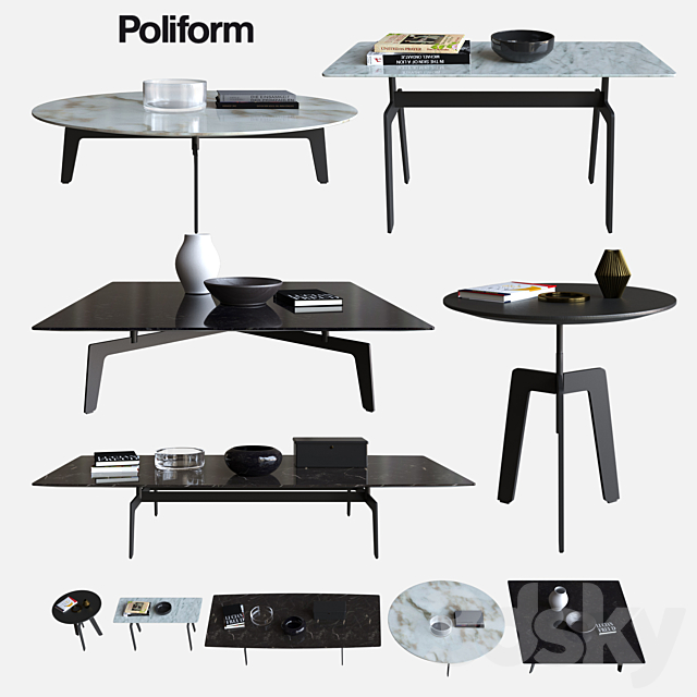 Poliform Coffee Tables Tribeca Table, Tribeca End Table
