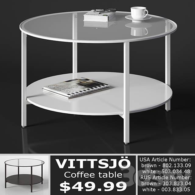 Ikea Vittsjo Coffee Table 3d, Vittsjö Coffee Table Black Brown Glass 75cm