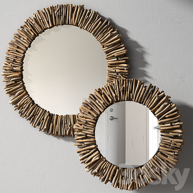 Pottery Barn Natural Driftwood Mirror, Driftwood Round Mirror