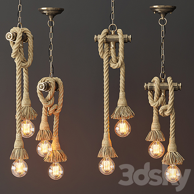 3d Models Ceiling Light Loft Style Pendant Lamp 2 Edison Lamps