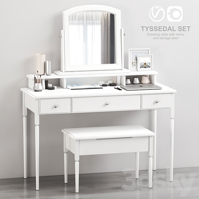 Ikea Tyssedal Dressing Table With, White Dressing Table With Lights Ikea