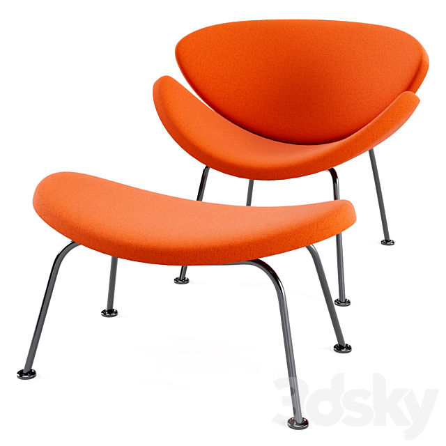 3d Models Chair Artifort Orange Slice Low Chair And Footstool