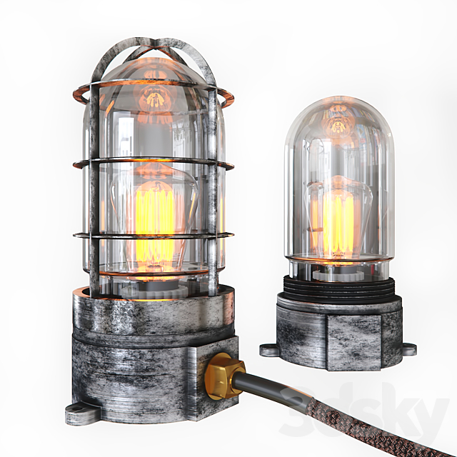 Steampunk Cage Glass Edison Table Lamp, Edison Cage Table Lamps