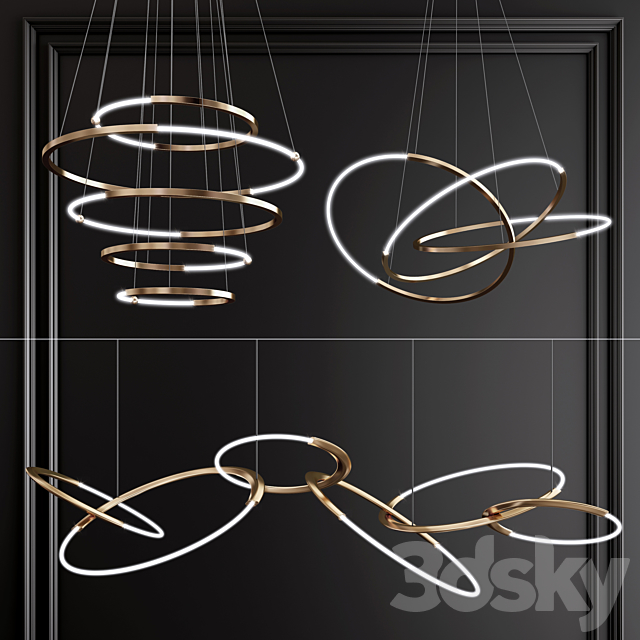 Modern circular chandelier - Pendant light - 3D Models