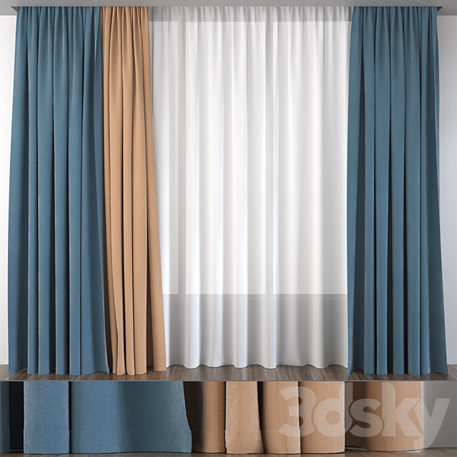 3d Models Curtain Curtains Blue Gray, Blue Gray Curtains
