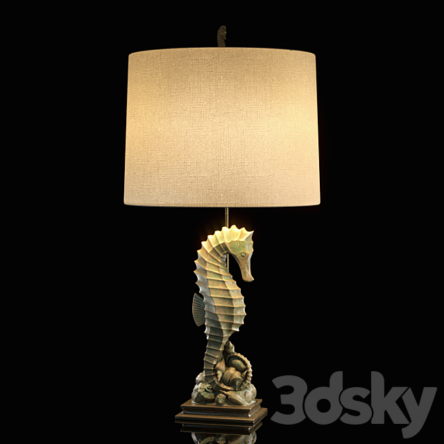 3d Models Table Lamp Seahorse, White Seahorse Table Lamp
