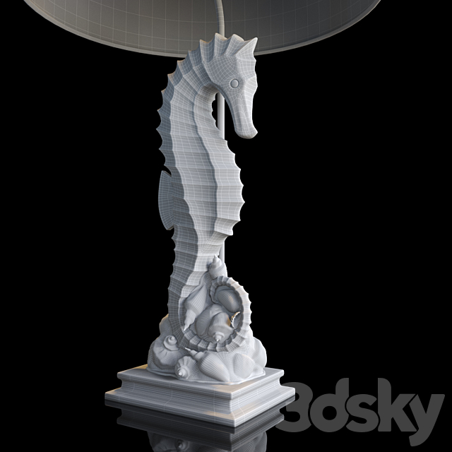 3d Models Table Lamp Seahorse, White Seahorse Table Lamp