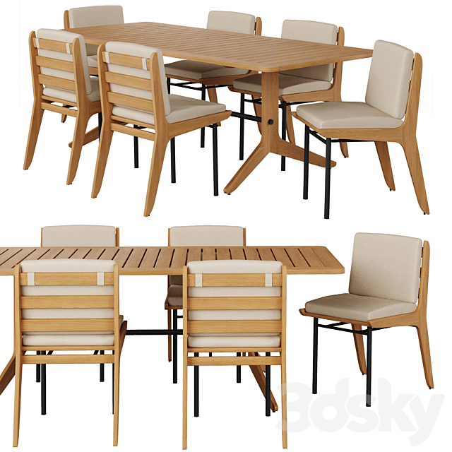 Kinney Teak Outdoor Dining Table, Crate And Barrel Outdoor Dining Table Chairs