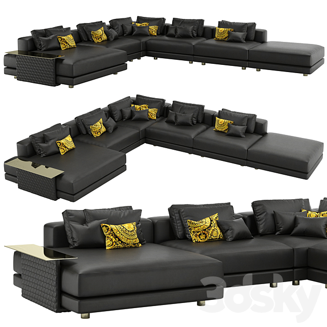 Large Sectional Sofa Versace V21, Large Leather Sectional With Chaise Longue