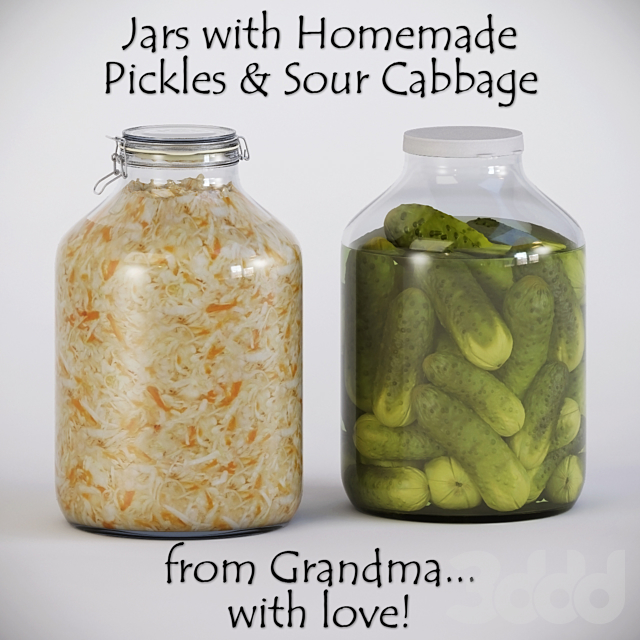 3d модели, Homemade Pickles & Sour Cabbage, закатка, банка, консерв...