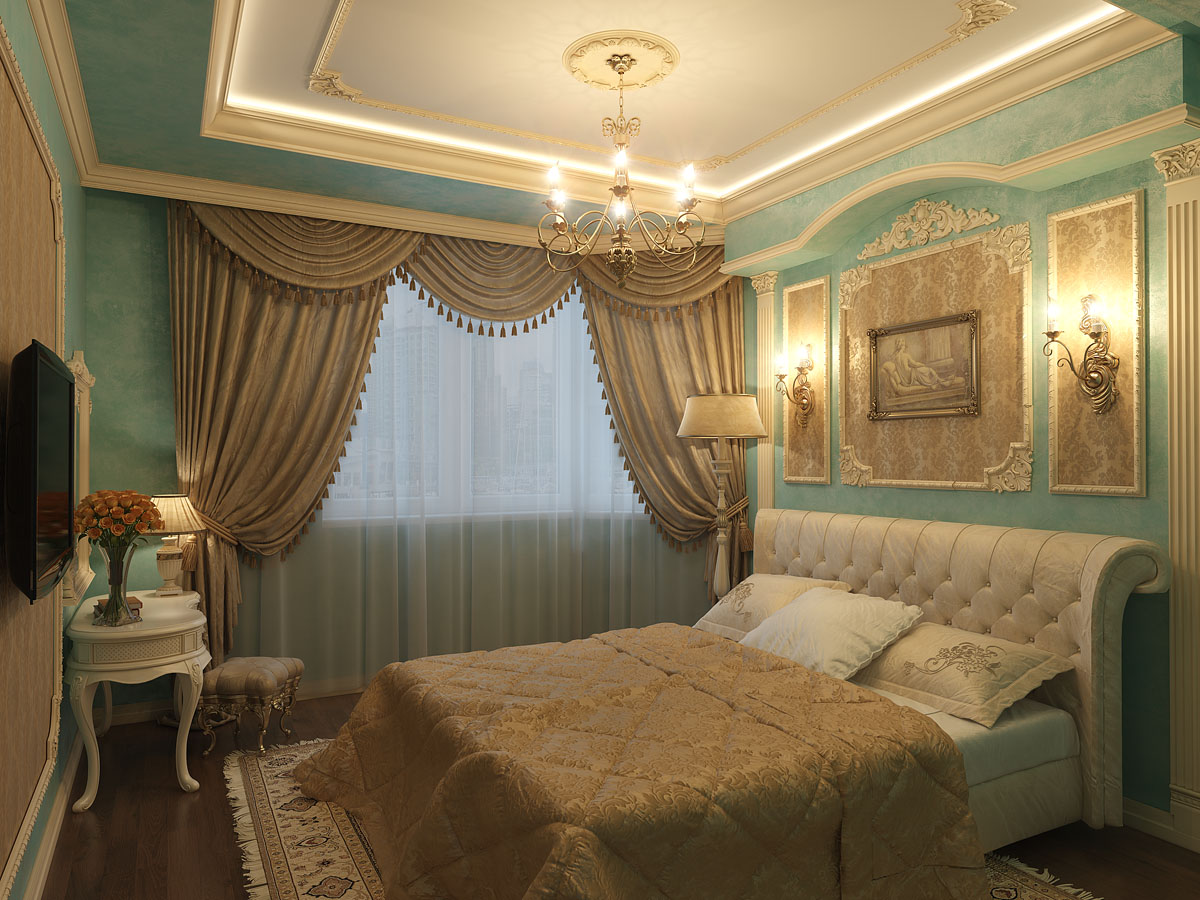Потолки в спальне в классическом стиле